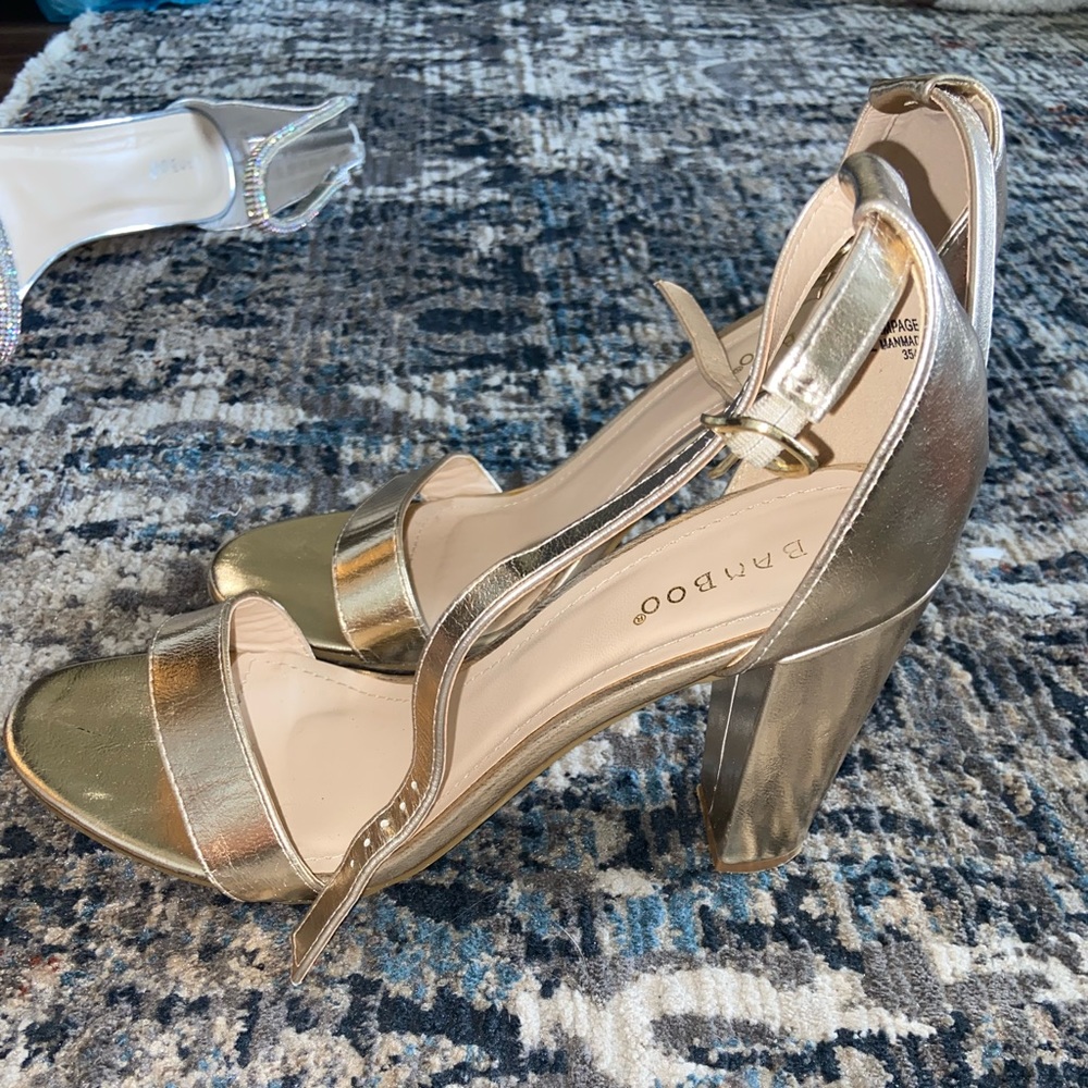 Gold 4 inch heels